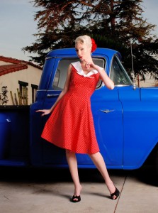 50s red day dress
